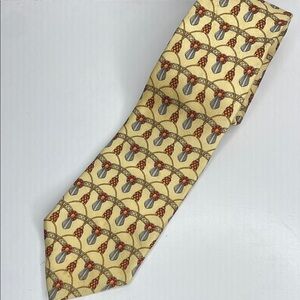 Bullock & Jones 100% Silk Yellow Gray Geometric Tie